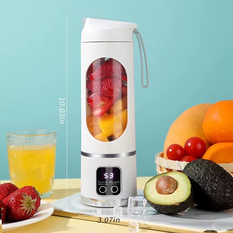 Unleash Your Inner Chef with the 10-Blade Portable Fruit Juicer - 450ml Capacity, 3-Speed USB Rechargeable Blender for Smoothies and Ice Crushing