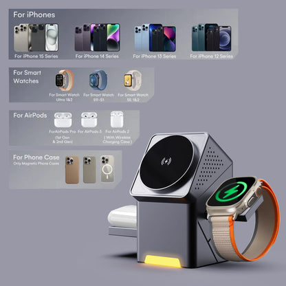 Revolutionary 15W 3-in-1 Magnetic Wireless Charger: Charge Your Apple Watch, iPhone, and AirPods Effortlessly Anywhere!