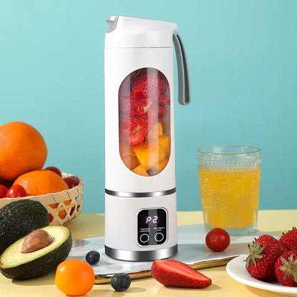 Unleash Your Inner Chef with the 10-Blade Portable Fruit Juicer - 450ml Capacity, 3-Speed USB Rechargeable Blender for Smoothies and Ice Crushing
