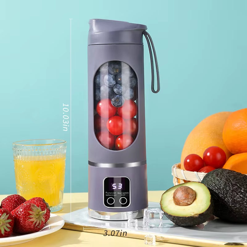 Unleash Your Inner Chef with the 10-Blade Portable Fruit Juicer - 450ml Capacity, 3-Speed USB Rechargeable Blender for Smoothies and Ice Crushing