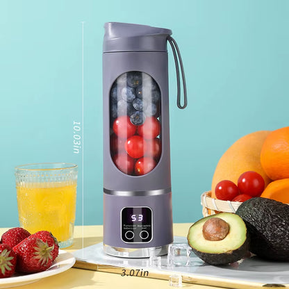 Unleash Your Inner Chef with the 10-Blade Portable Fruit Juicer - 450ml Capacity, 3-Speed USB Rechargeable Blender for Smoothies and Ice Crushing