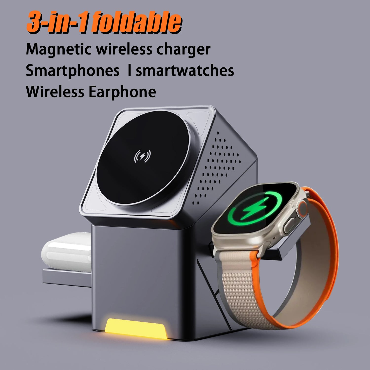 Revolutionary 15W 3-in-1 Magnetic Wireless Charger: Charge Your Apple Watch, iPhone, and AirPods Effortlessly Anywhere!