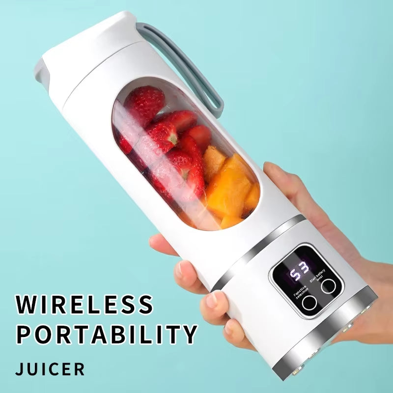 Unleash Your Inner Chef with the 10-Blade Portable Fruit Juicer - 450ml Capacity, 3-Speed USB Rechargeable Blender for Smoothies and Ice Crushing