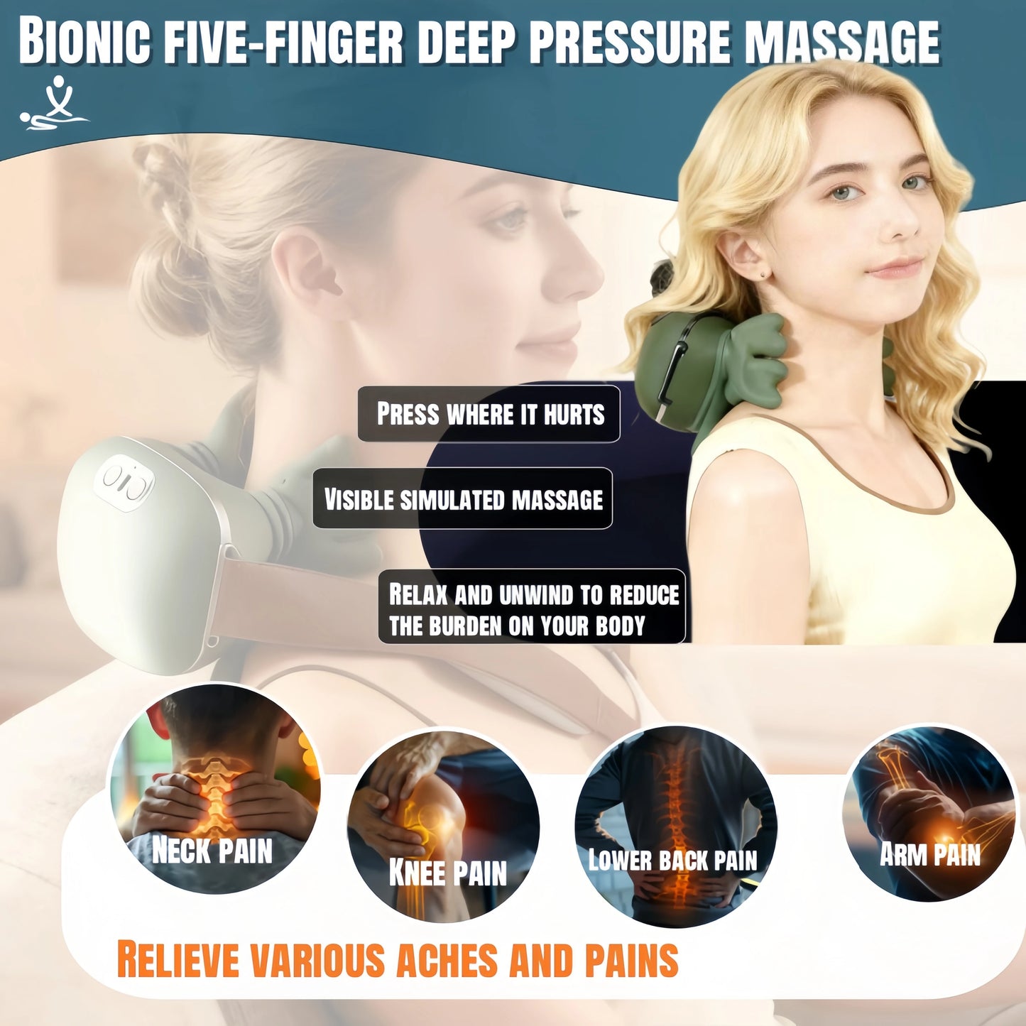 Revolutionary Bionic Wireless Neck and Shoulder Massager: Experience Ultimate Cervical and Trapezius Relief with Advanced 4D Kneading Technology