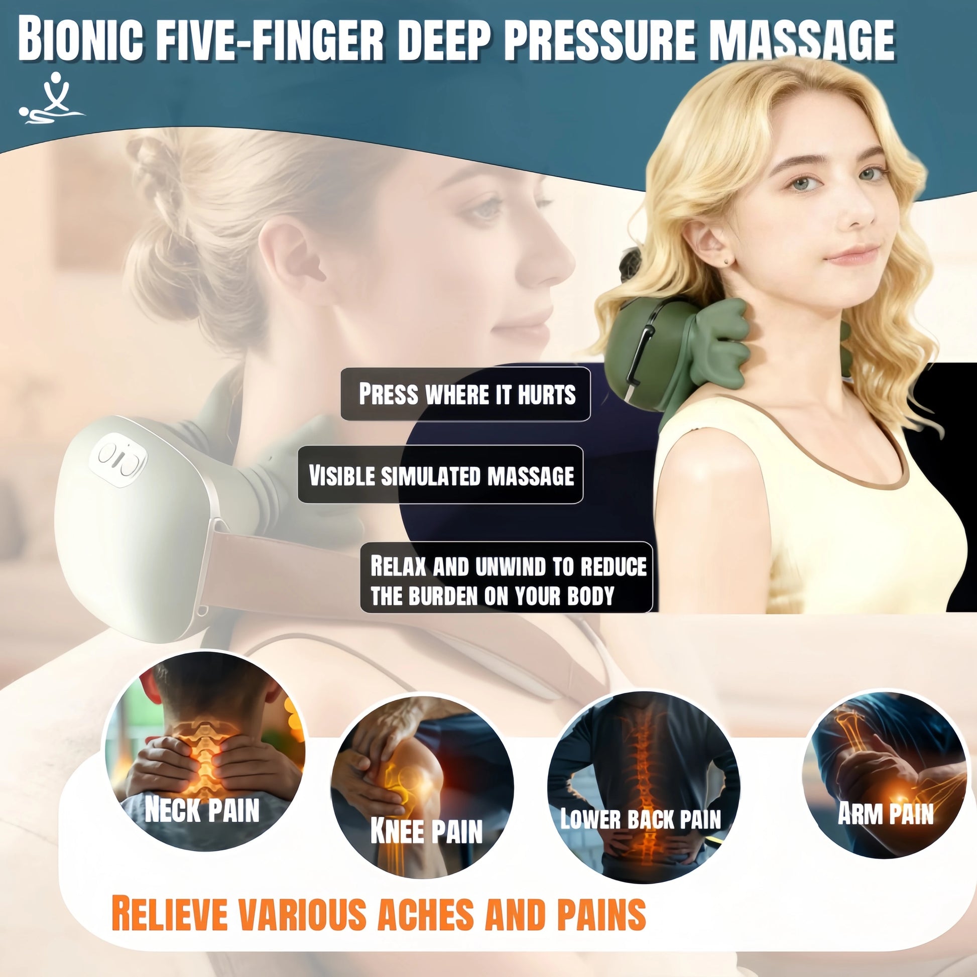 Revolutionary Bionic Wireless Neck and Shoulder Massager: Experience Ultimate Cervical and Trapezius Relief with Advanced 4D Kneading Technology