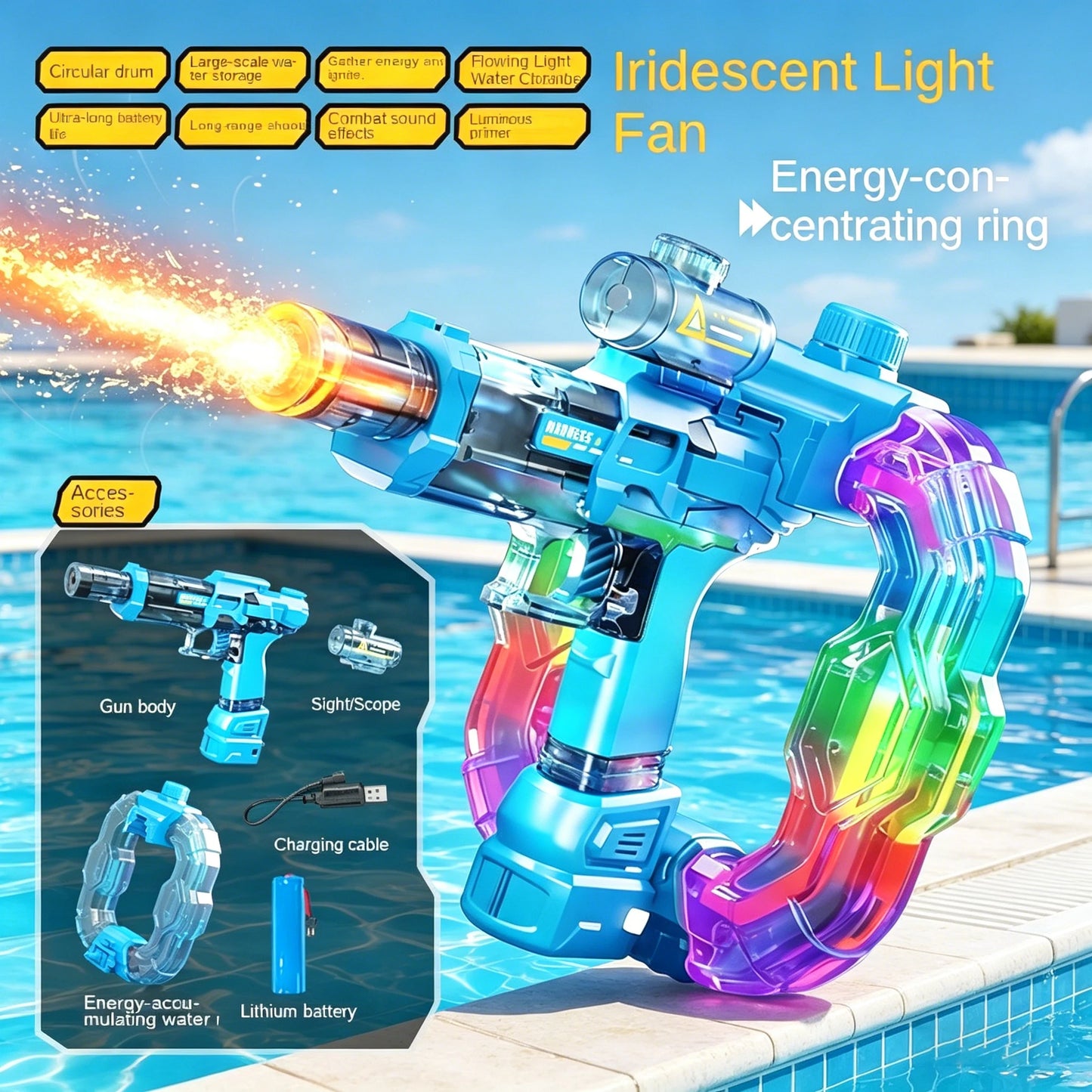 Experience Ultimate Summer Fun with the Electric Water Gun - USB Rechargeable for Ages 14+
