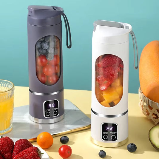 Unleash Your Inner Chef with the 10-Blade Portable Fruit Juicer - 450ml Capacity, 3-Speed USB Rechargeable Blender for Smoothies and Ice Crushing