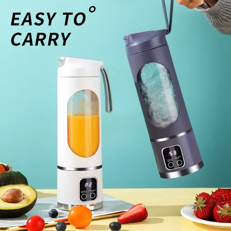 Unleash Your Inner Chef with the 10-Blade Portable Fruit Juicer - 450ml Capacity, 3-Speed USB Rechargeable Blender for Smoothies and Ice Crushing