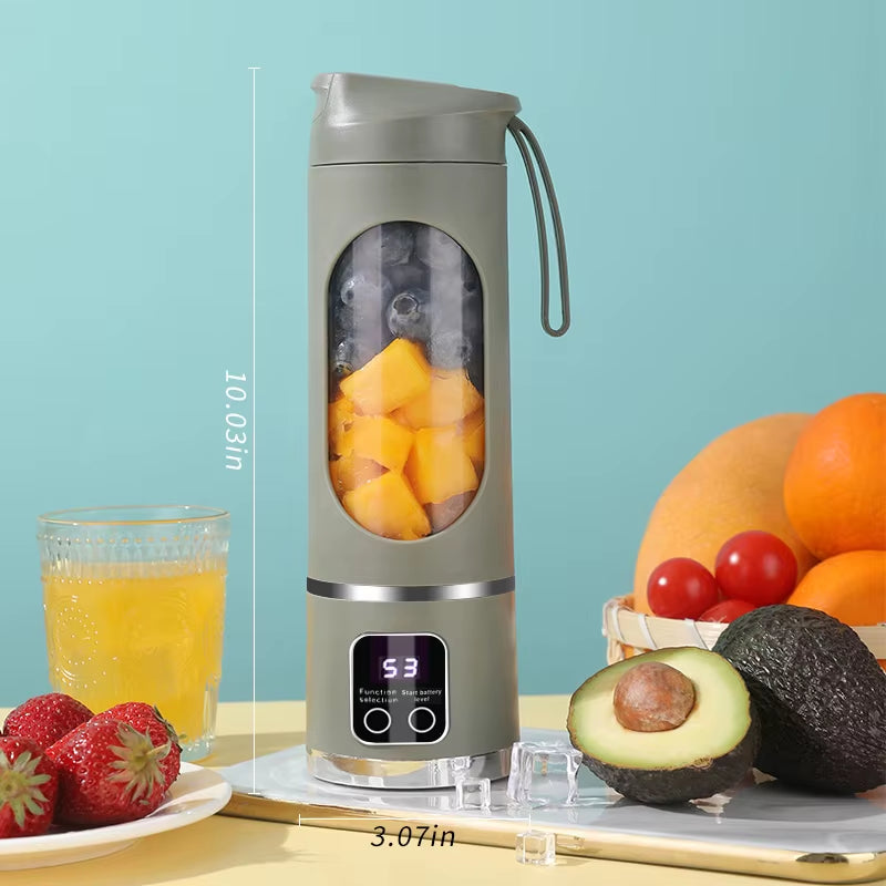 Unleash Your Inner Chef with the 10-Blade Portable Fruit Juicer - 450ml Capacity, 3-Speed USB Rechargeable Blender for Smoothies and Ice Crushing