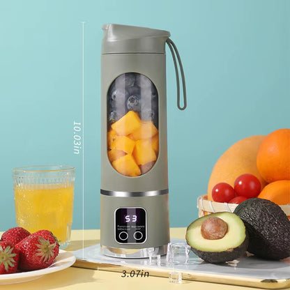 Unleash Your Inner Chef with the 10-Blade Portable Fruit Juicer - 450ml Capacity, 3-Speed USB Rechargeable Blender for Smoothies and Ice Crushing