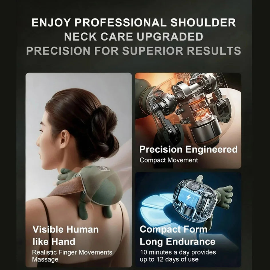 Revolutionary Bionic Wireless Neck and Shoulder Massager: Experience Ultimate Cervical and Trapezius Relief with Advanced 4D Kneading Technology