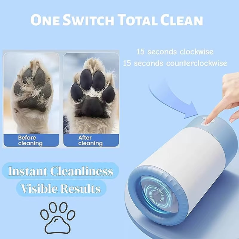 Revolutionary Automatic Portable Pet Paw Cleaner - Gentle Silicone Brush, USB-C Rechargeable & Waterproof for Happy, Clean Paws!